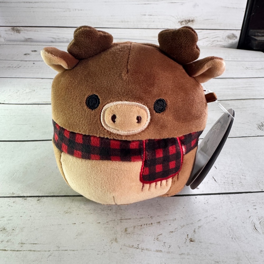 Squishmallows Ruby the Reindeer 5 Inch Christmas Plush Buffalo Plaid Scarf NWT‎